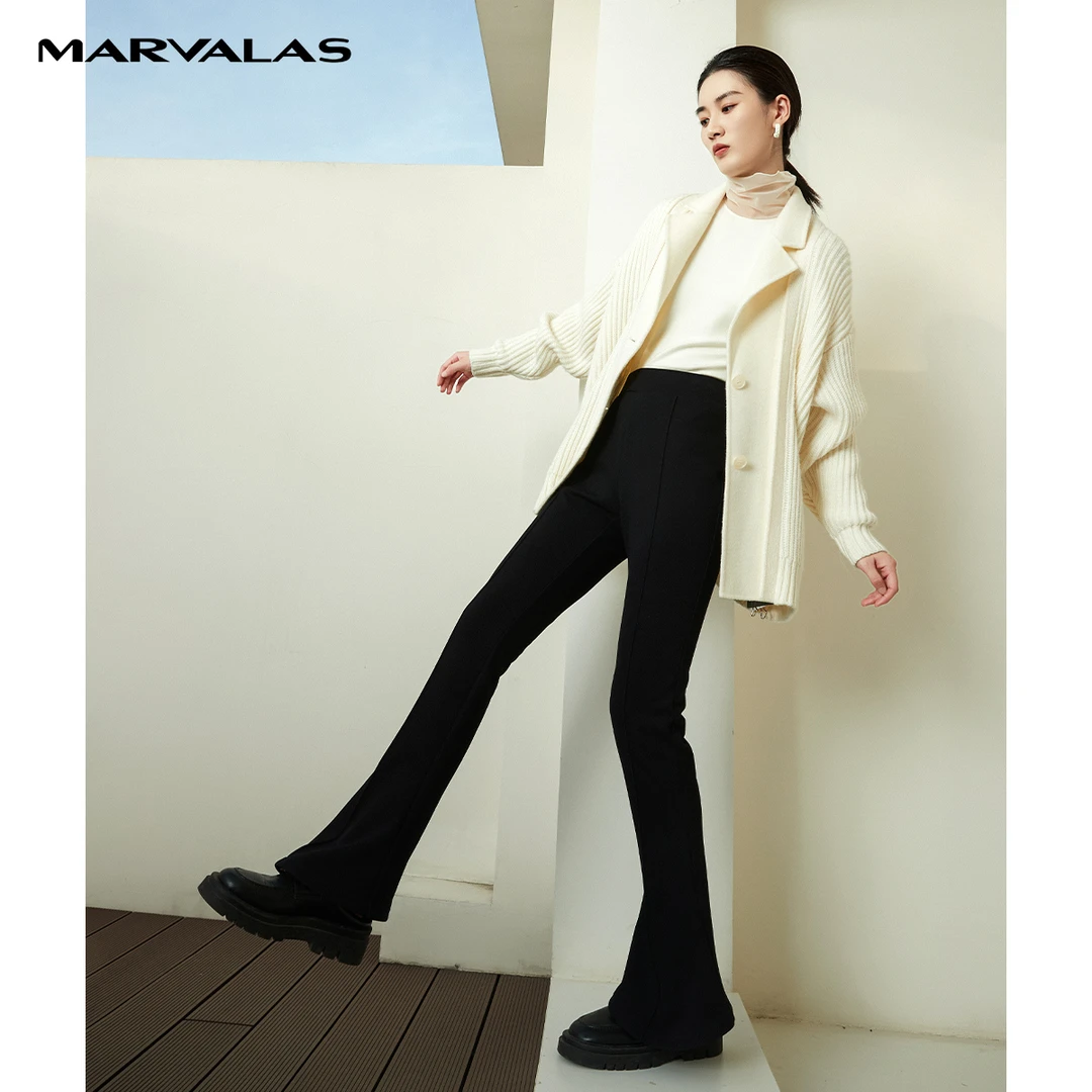 【专柜同款】M102302423曼德诗西装喇叭裤打底裤外穿显瘦裤子秋冬