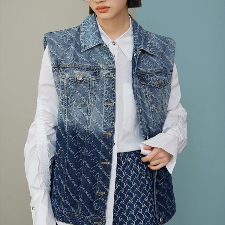 【羊羊专属】曼德诗马甲牛仔蓝色休闲复古马夹水洗