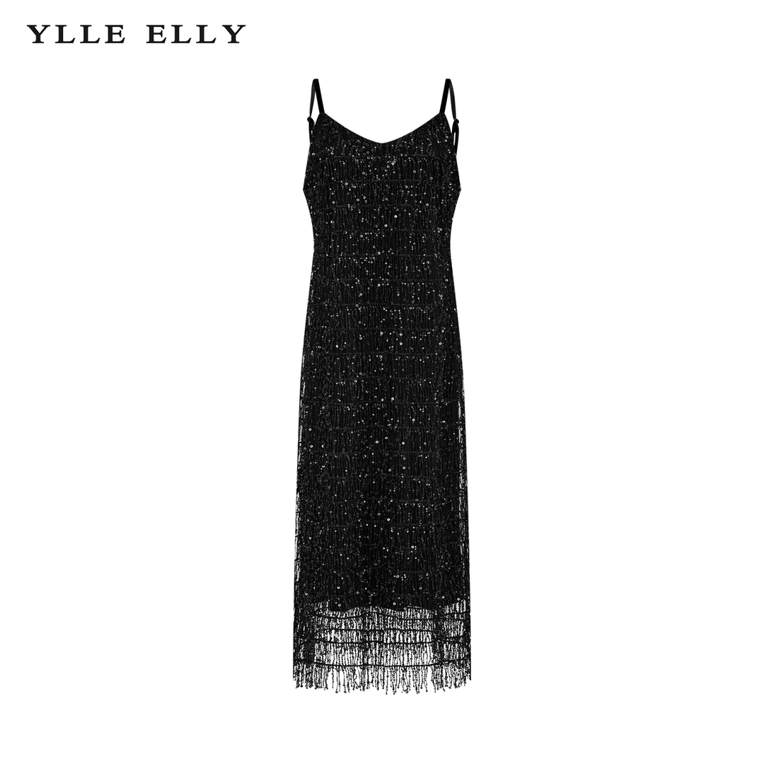 【商场同款】纯色连衣裙新款复古丝绒吊带长裙Y534006816