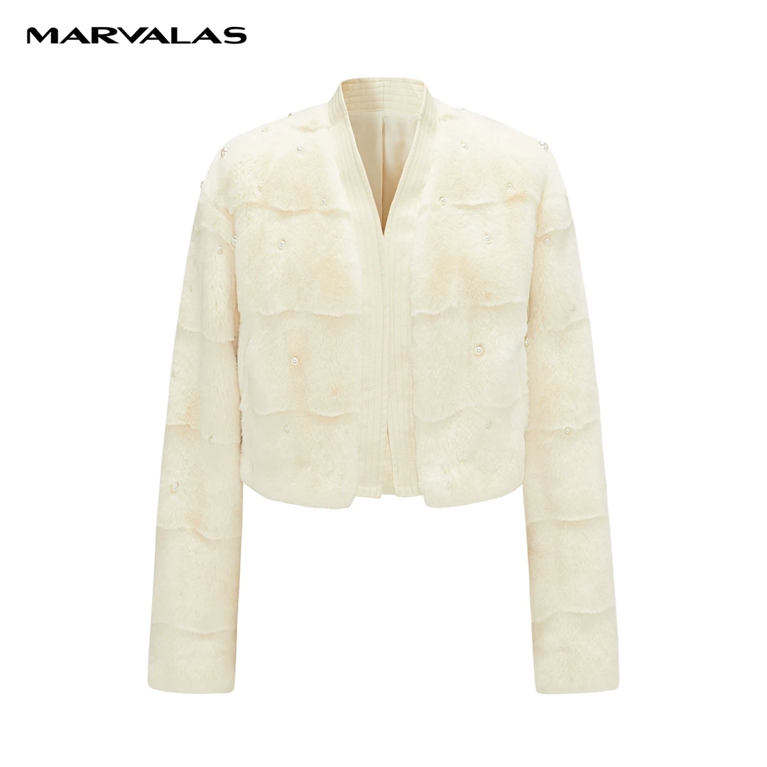 【籽言专属】曼德诗毛绒冬新款轻奢蛋白毛皮毛一体上衣M421307302