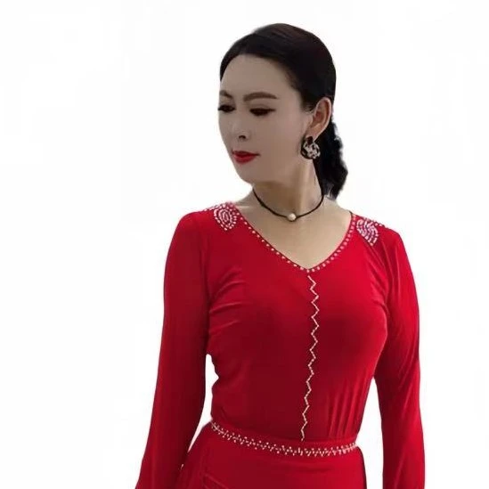 广场舞透气网纱指环，玫瑰花连体衣