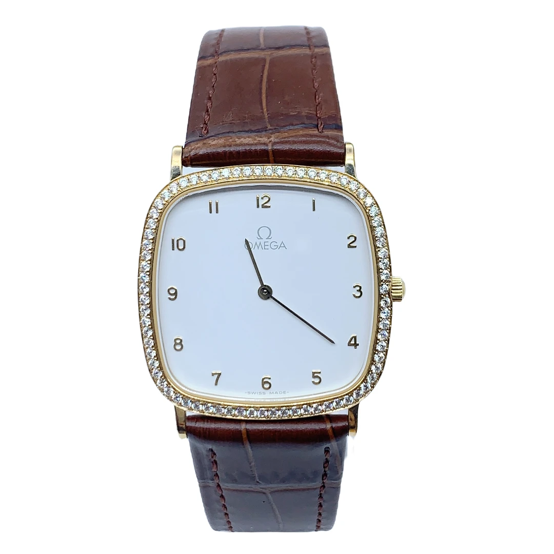 95新 Omega/欧米茄 女士石英/蝶飞系列/30方盘/带扣钻后配07500