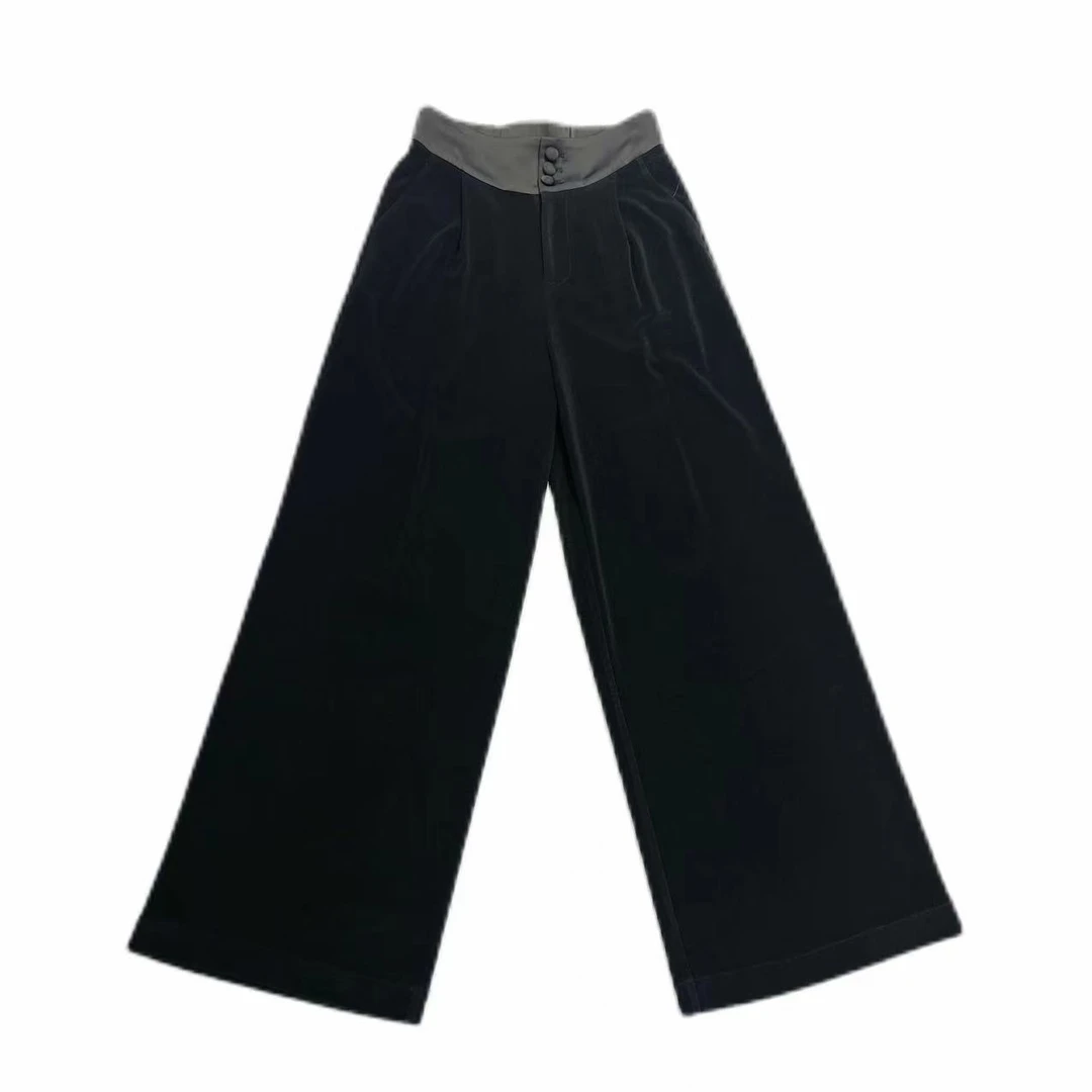 慕兰繁浮夏季薄款醋酸针织气质垂感显瘦通勤直筒休闲裤MLW-68922