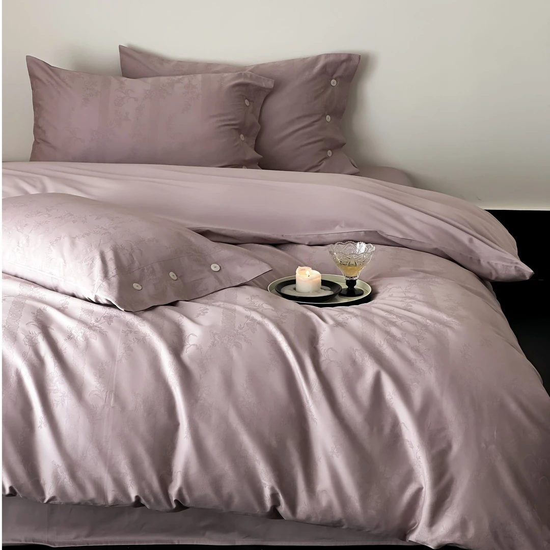 法式复古提花四件套秋冬新款床单床笠被套简约纯色床品轻奢双面