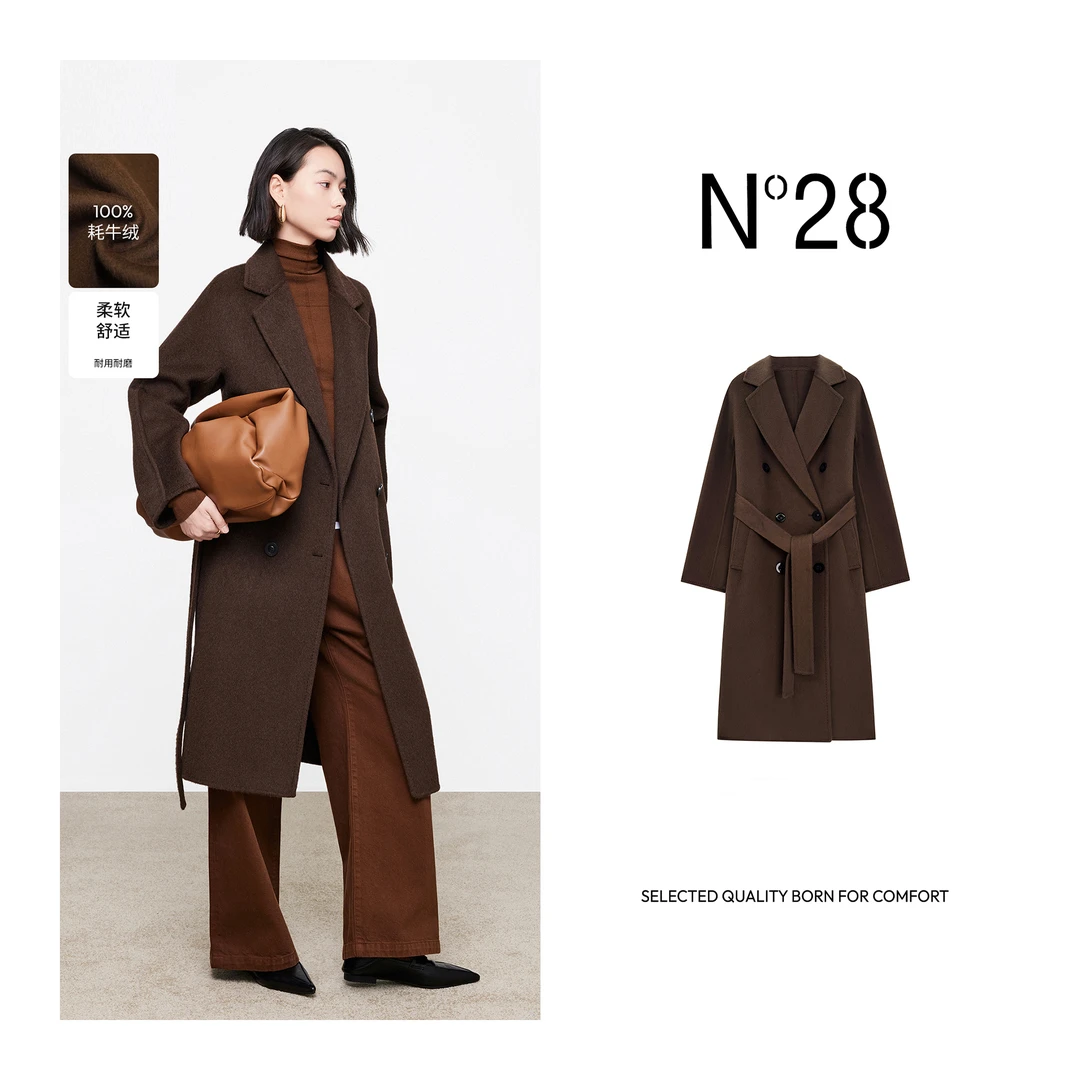 【小小莎专属】N°28长款牦牛绒2024毛呢外套女双面呢大衣 8352D828