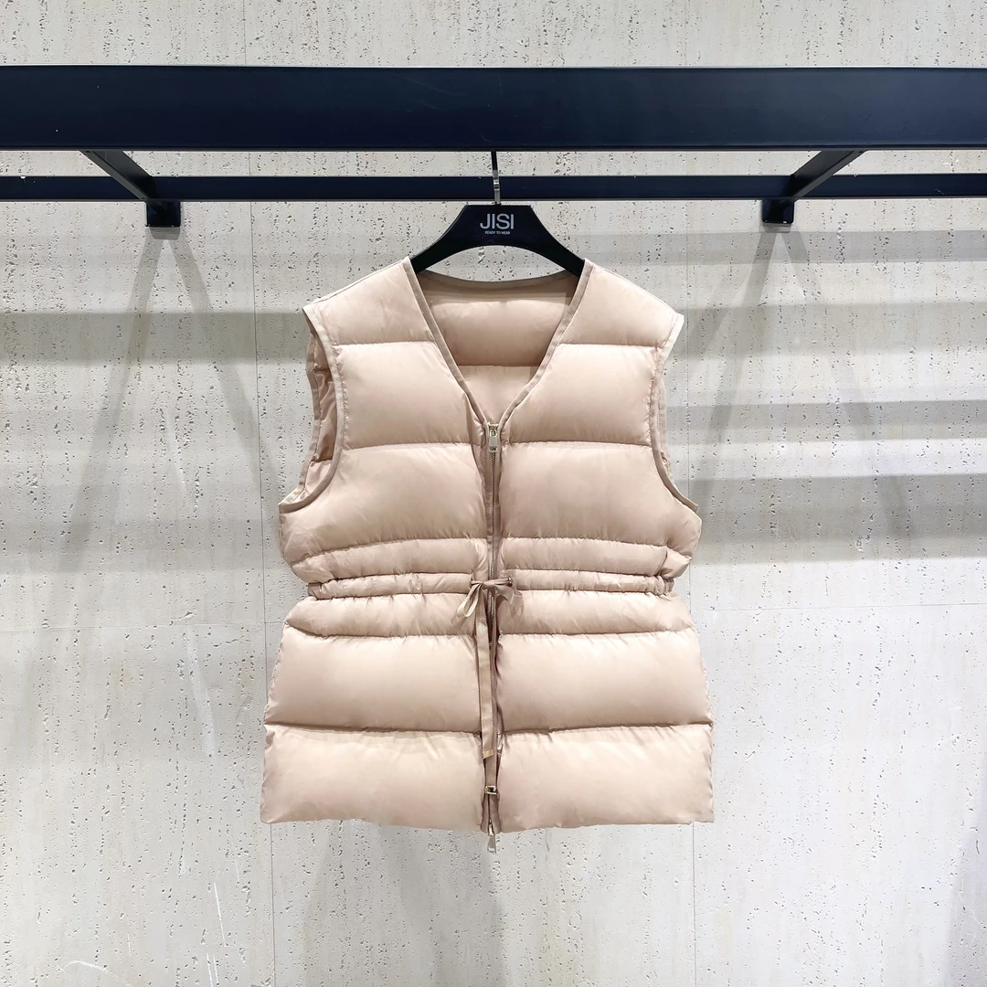 JISI 轻薄收腰V领羽绒马甲