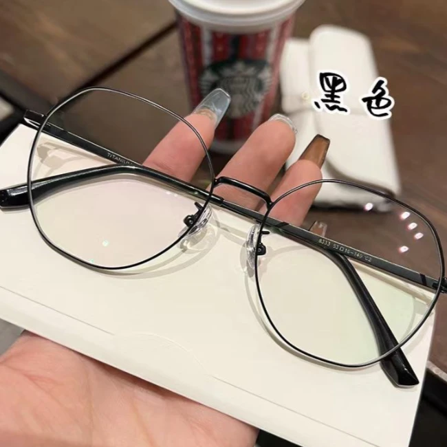 ⭐新款超轻边形0-600近视眼镜可配置度数防蓝光韩版素颜百搭平光镜