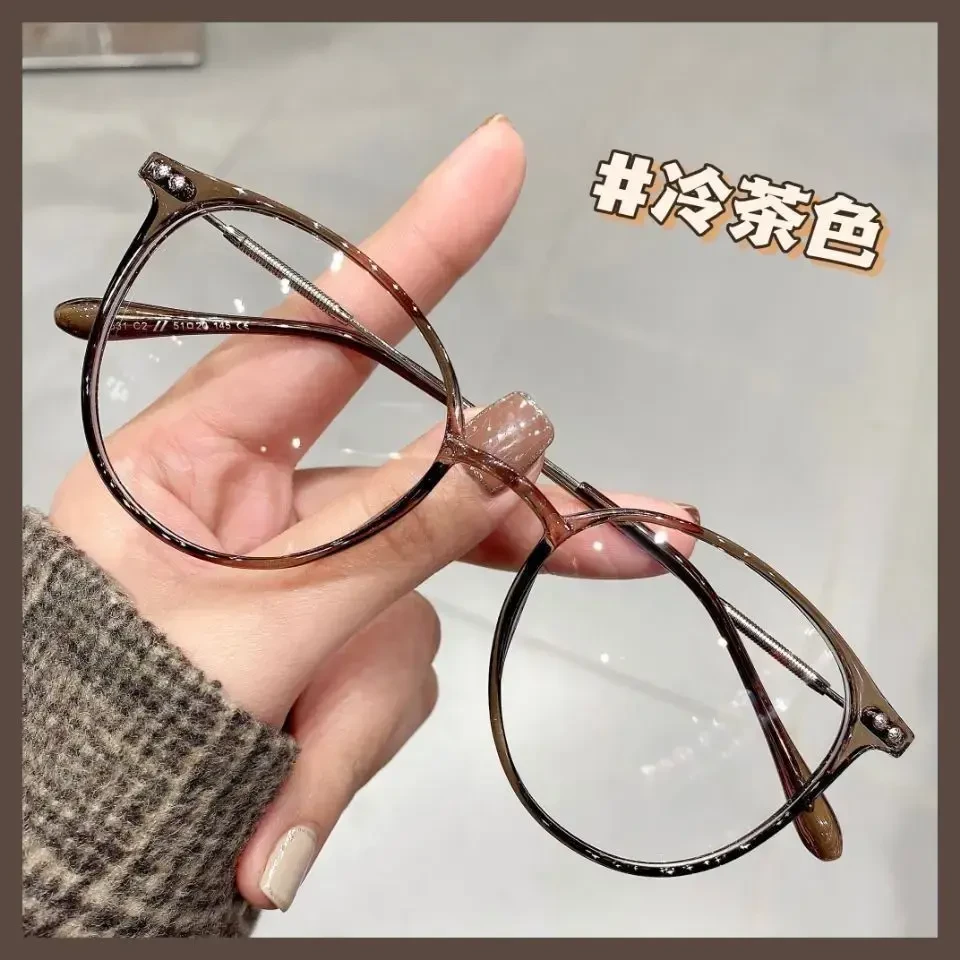 超级好看!冷茶色系近视眼镜0-600度可配度数早八素颜显瘦平光镜