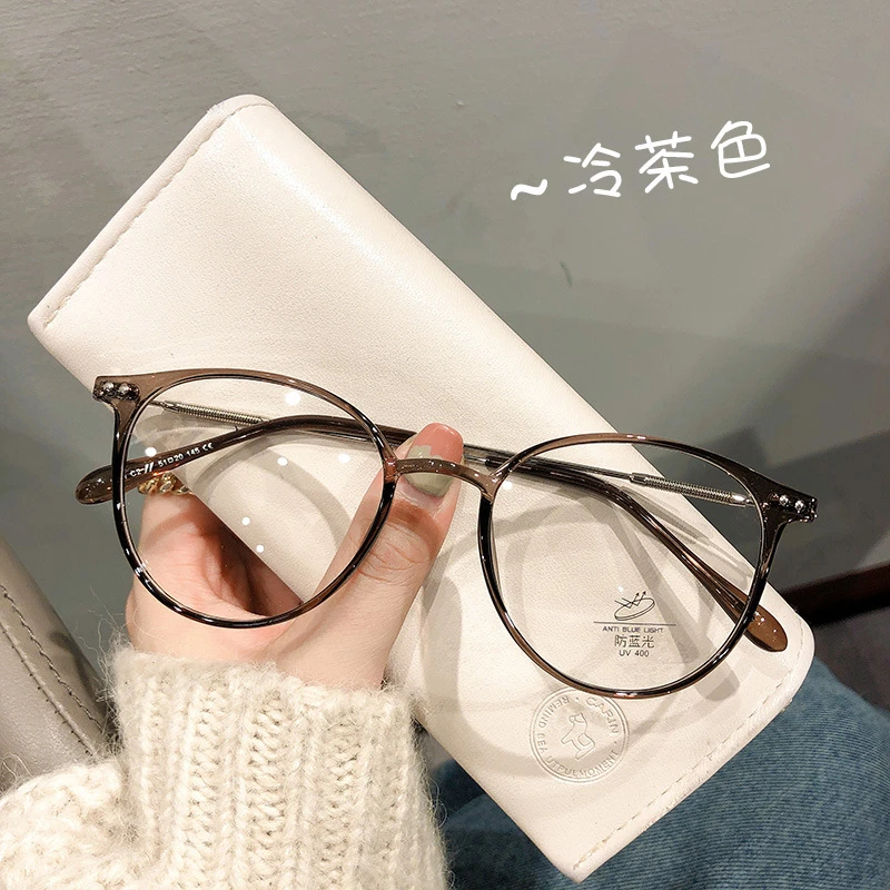 超级好看！冷茶色系近视眼镜0-600度可配度数早八素颜百搭平光镜