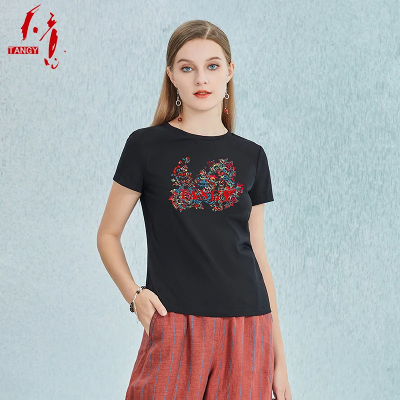 TANGY/天意夏季商场同款春季新款祥云龙纹女士T恤2241053