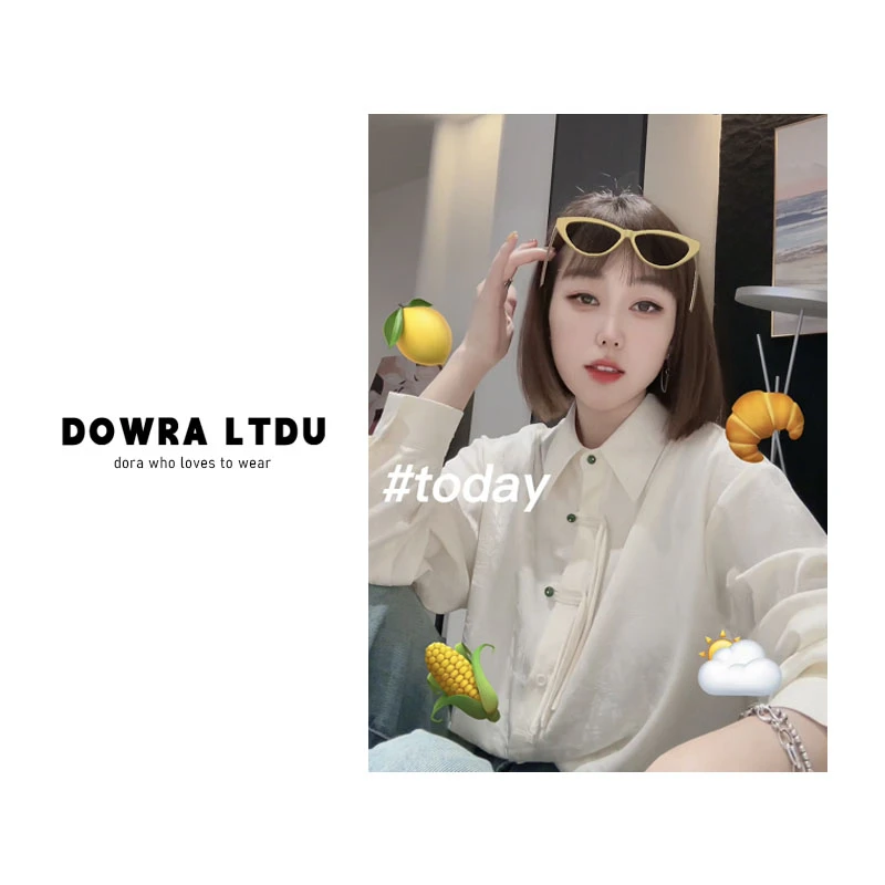 朵拉【朝花夕拾】24年春季新款翻领纯色时尚百搭衬衫潮 526-9600