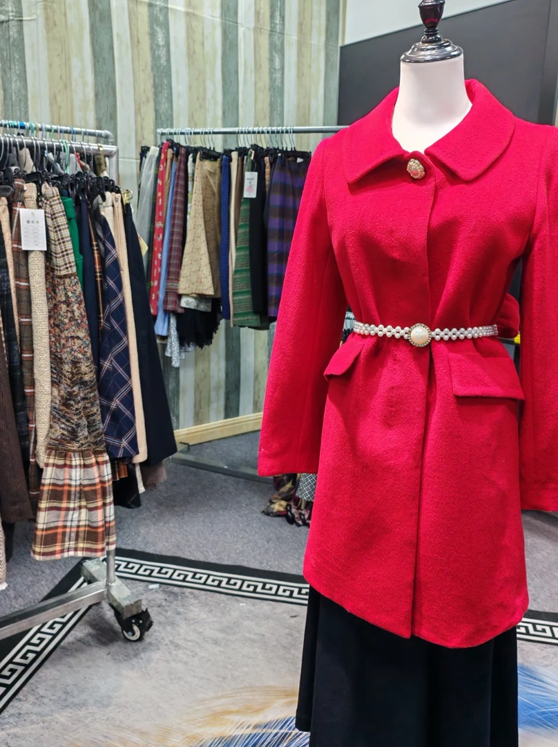 古着vintage小香风毛呢外套秋冬大衣大码西服