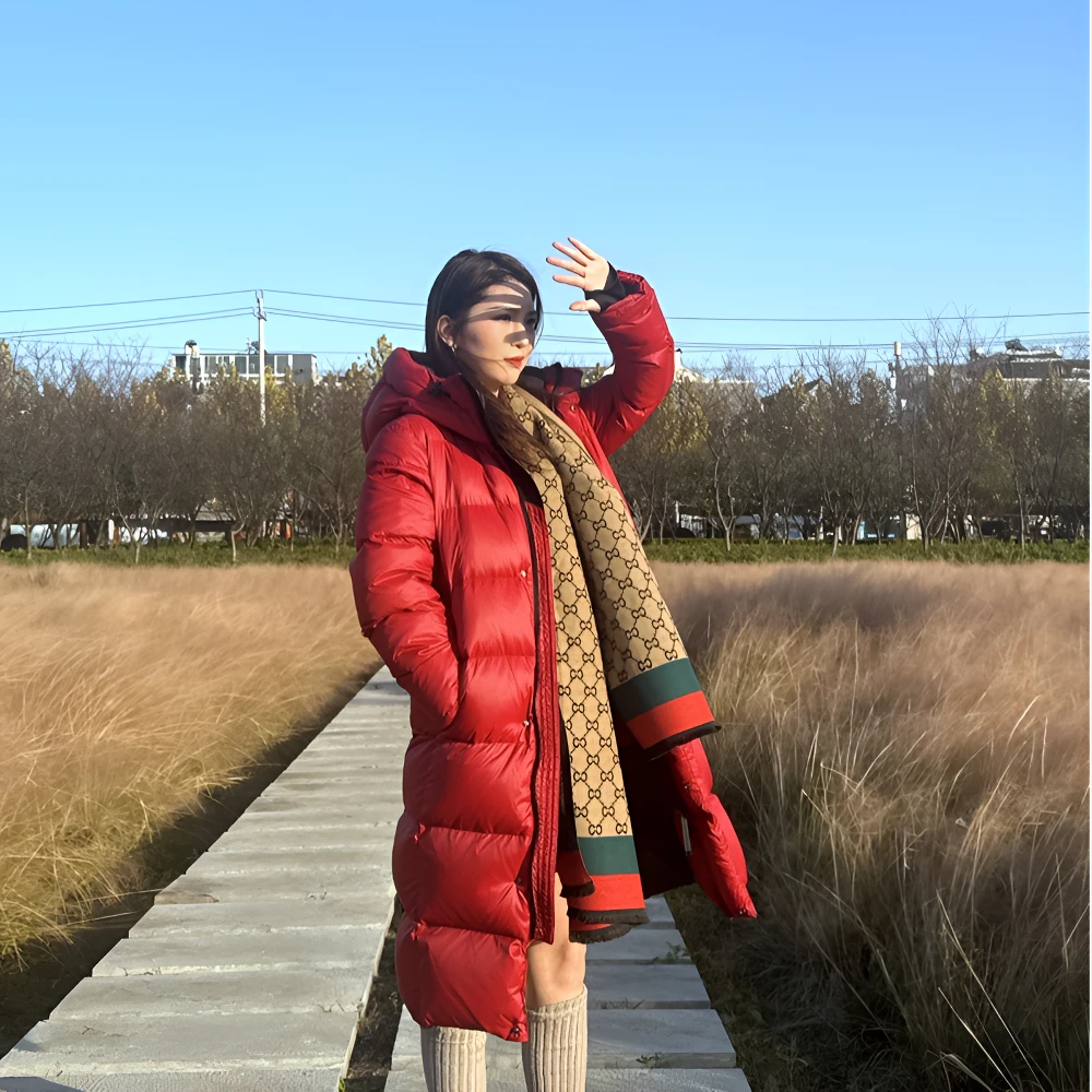 黑金保暖羽绒服【明星版本5.0】连帽加厚保暖冬季外套 红