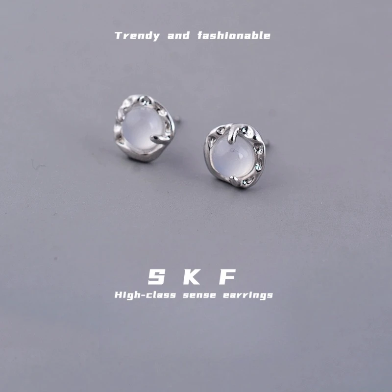 铜合金耳饰 小众设计轻奢冷淡风耳钉简约气质耳环F017