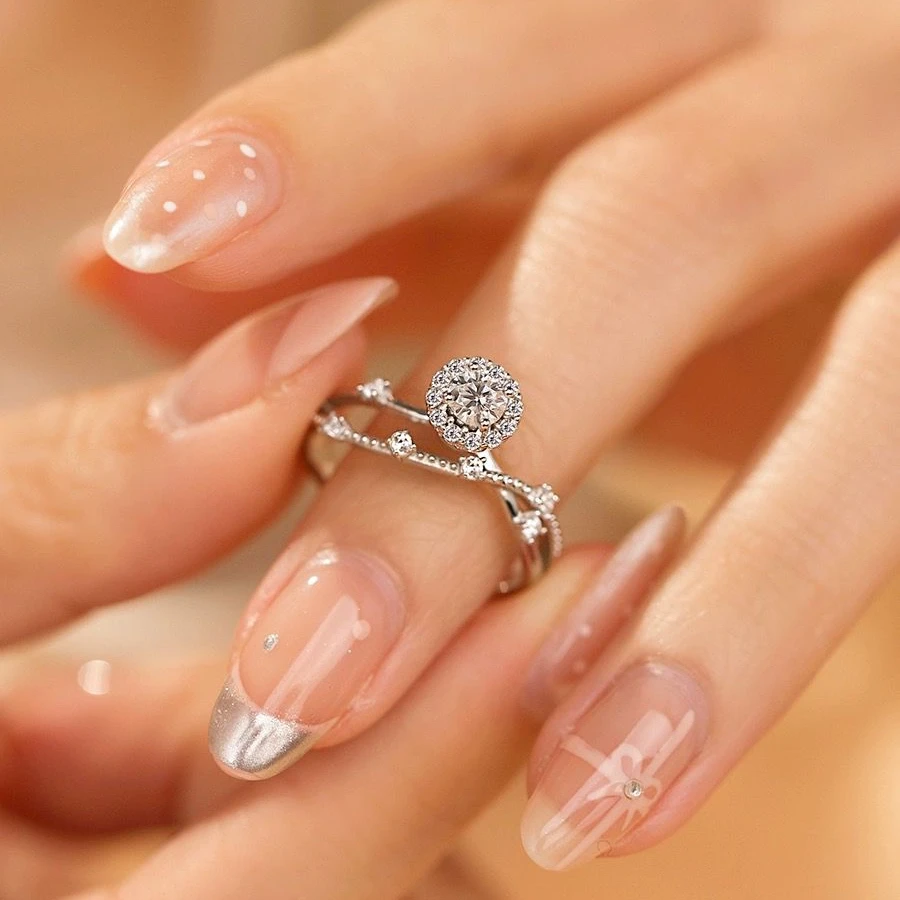 铜合金戒指 灿若星辰小众设计求婚结婚仙女轻奢可调节戒指F2955