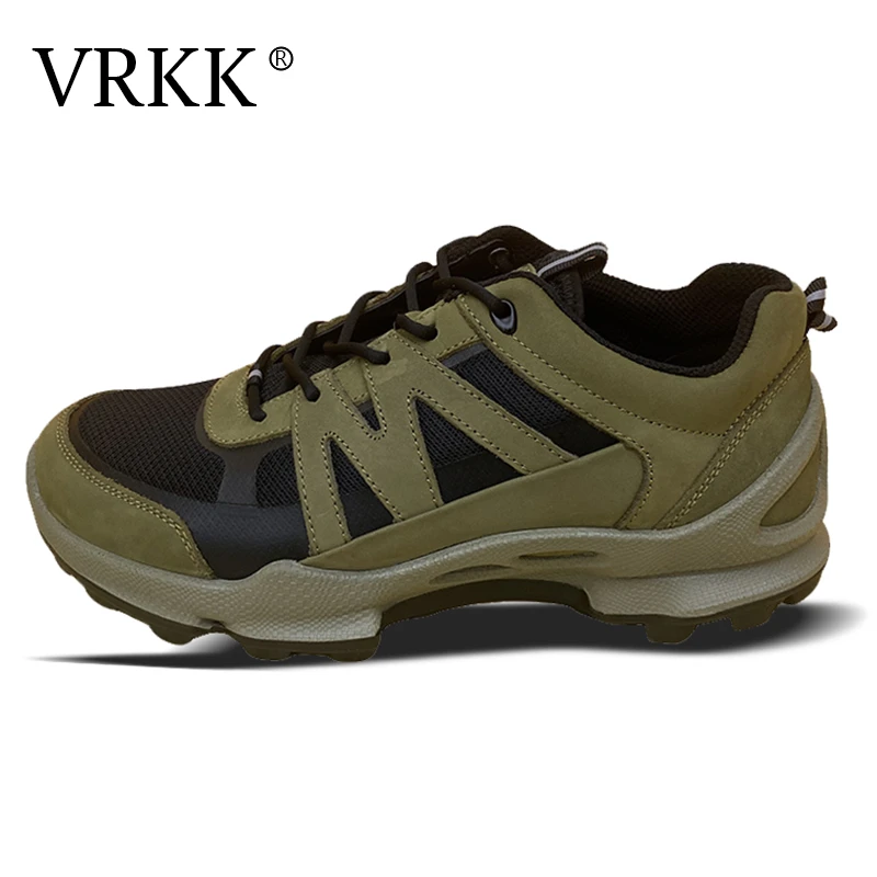 VRKK夏季真皮男鞋透气厚底男士防滑耐磨运动鞋户外时尚休闲皮鞋男