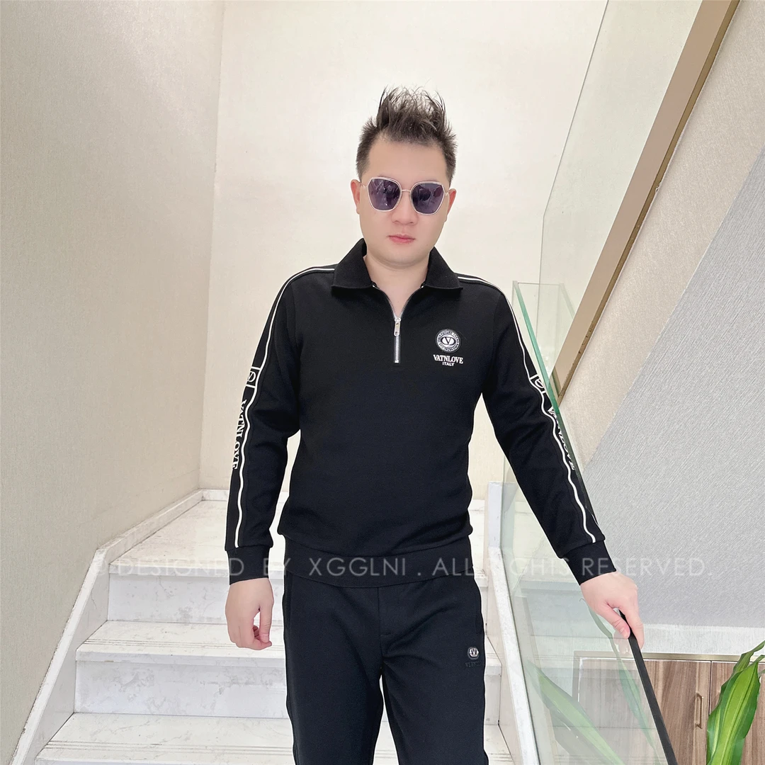 秋冬款OD两臂白线段白字母轻奢高端男装高档休闲潮牌男士长袖卫衣