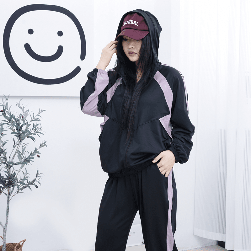 大码秋冬健身服健身房衣服运动套装户外连帽宽松速干跑步健身衣