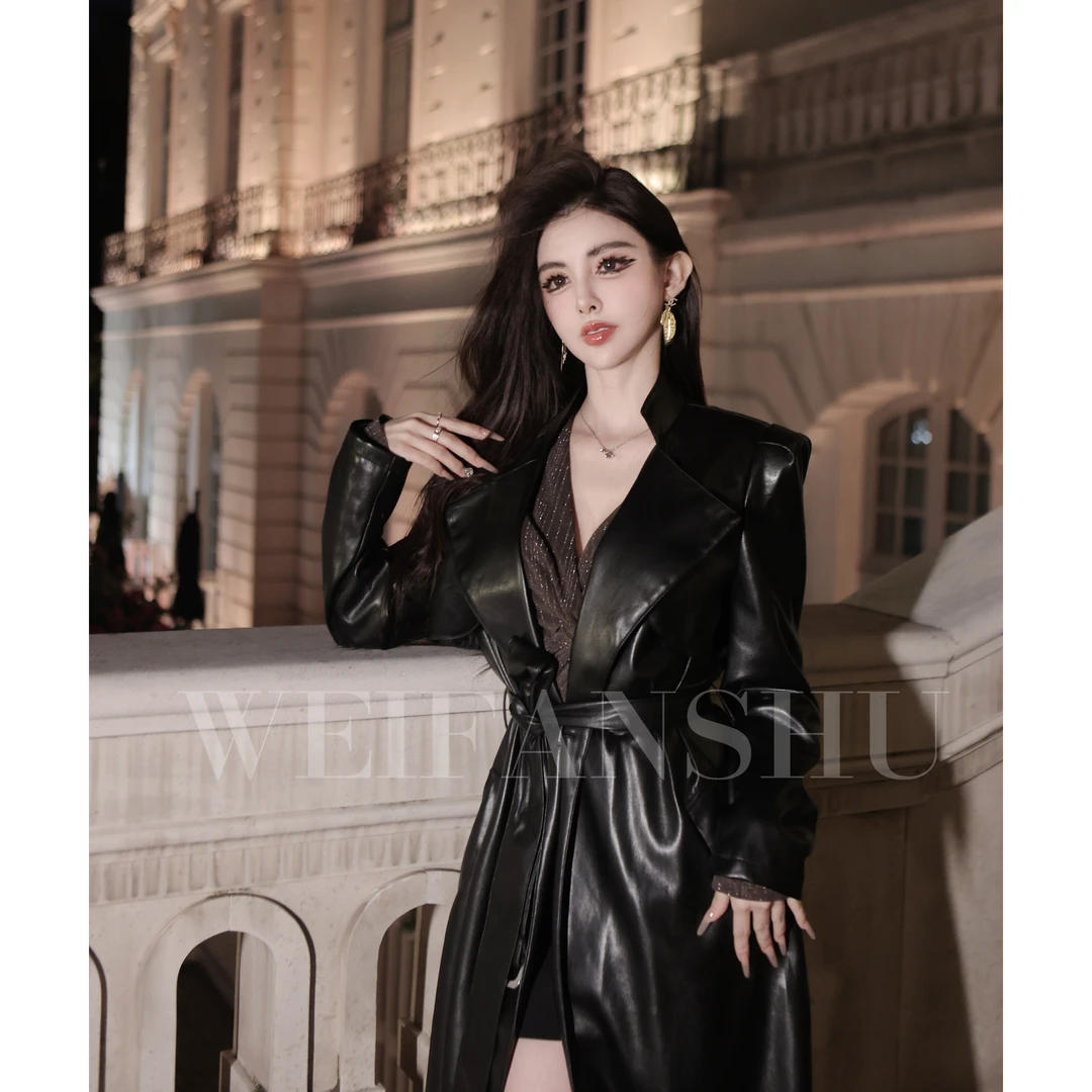 WEIFANSHU/魏凡舒【都市旅人】秋冬新款高级感气质洋气百搭皮衣外套