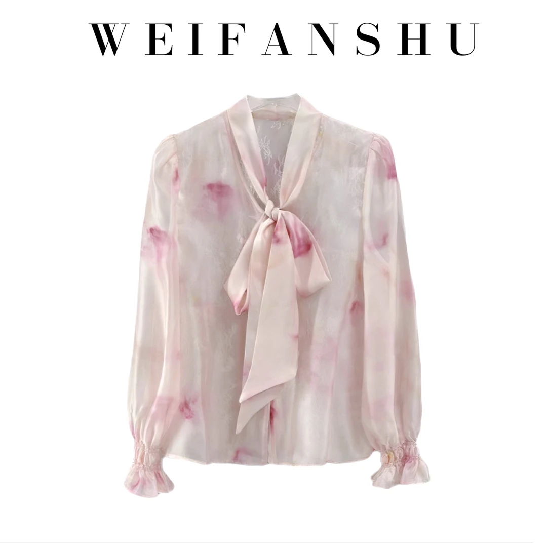 WEIFANSHU/魏凡舒【蔷薇脂粉】长袖轻奢时尚女士春季小众衬衫