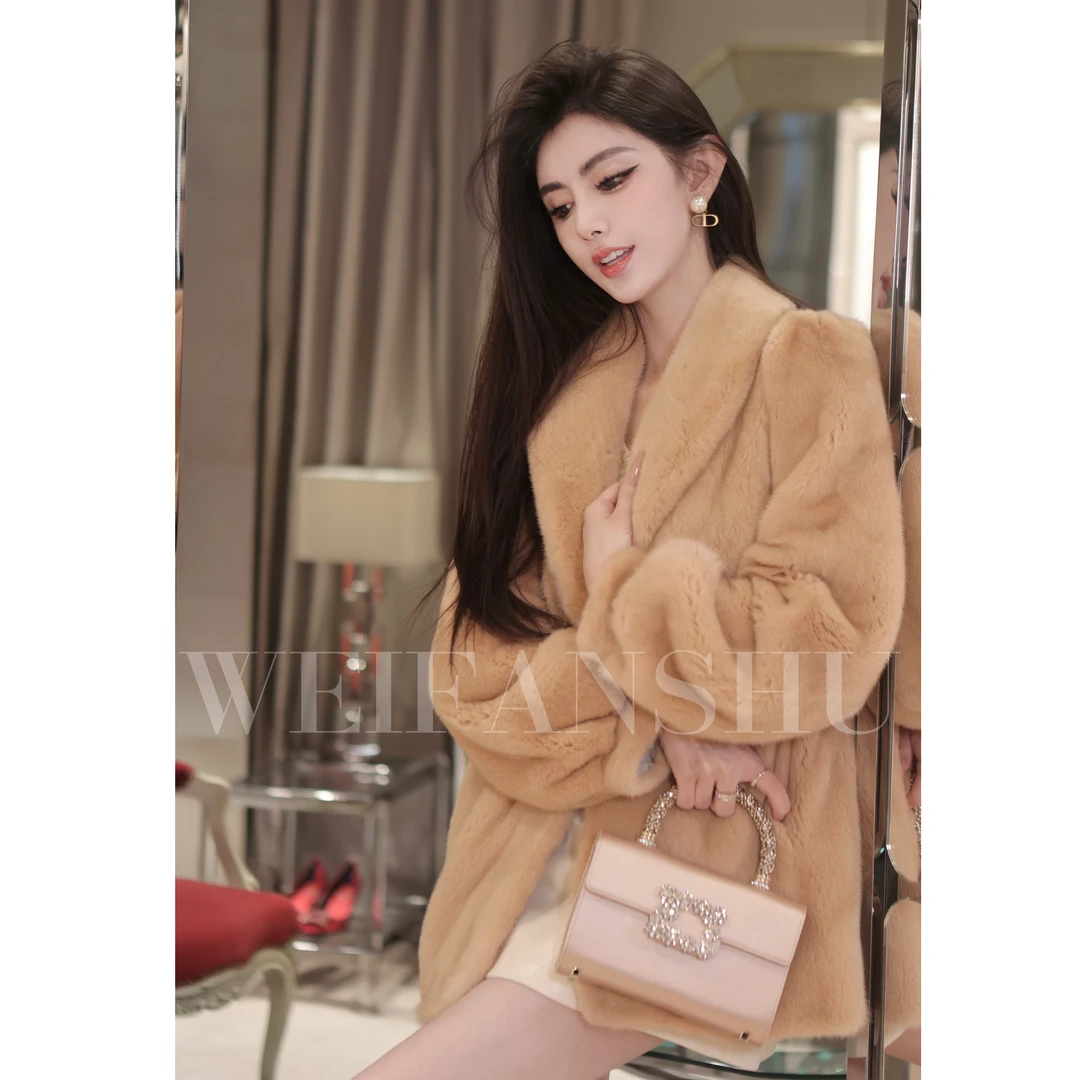 WEIFANSHU/魏凡舒【冬日余晖】秋冬新款保暖气质高级感名媛水貂外套
