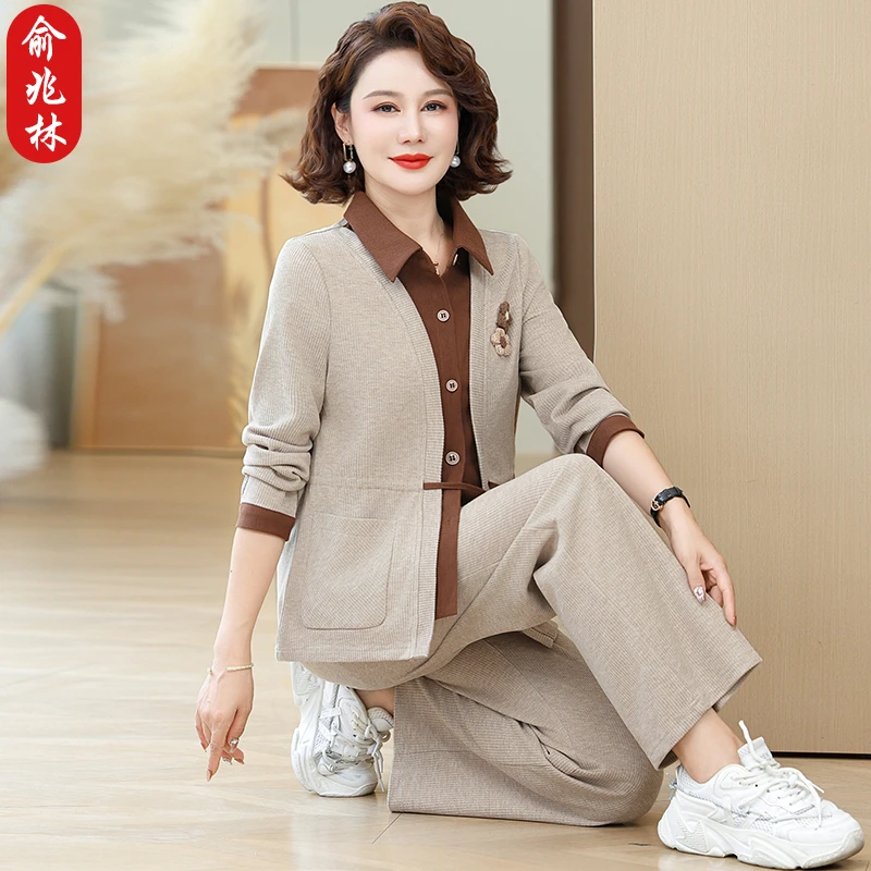 【日常新中式】中年妈妈秋装时尚运动套装中老年女春秋休闲外套上衣