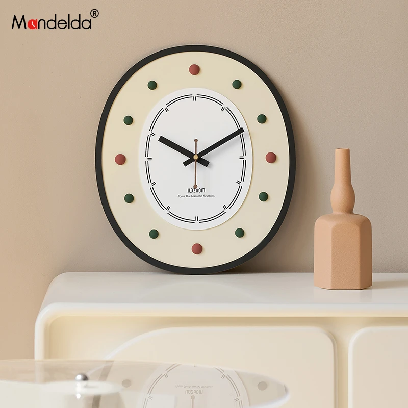 mandelda免打孔钟表挂钟客厅2024新款个性创意大气网红简约现代
