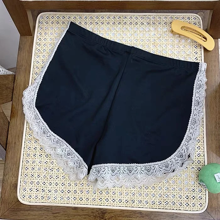 雅丹夏季防走光冰丝白色安全裤蕾丝舒适显瘦打底裤