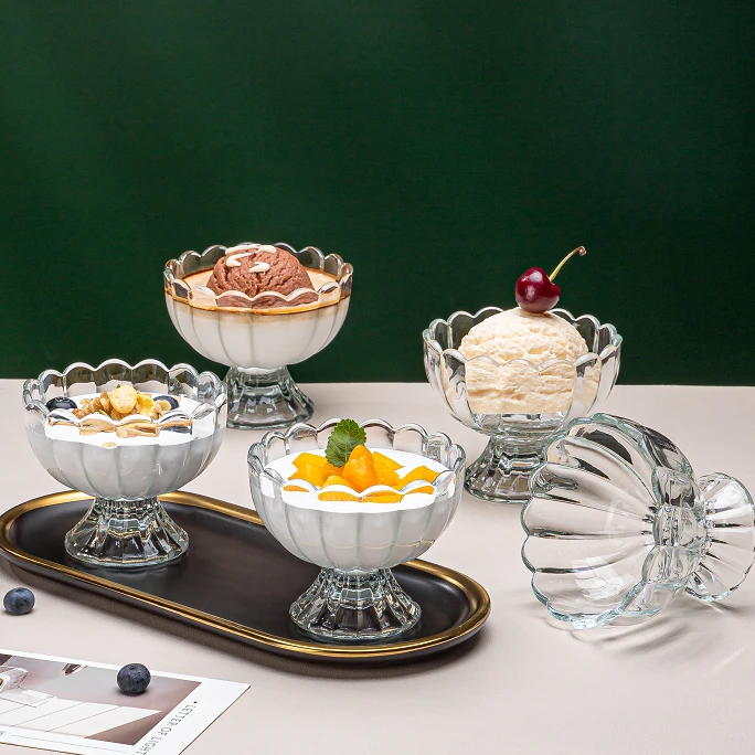 冰淇淋杯玻璃杯甜品杯夏日奶昔杯餐杯布丁杯沙拉碗