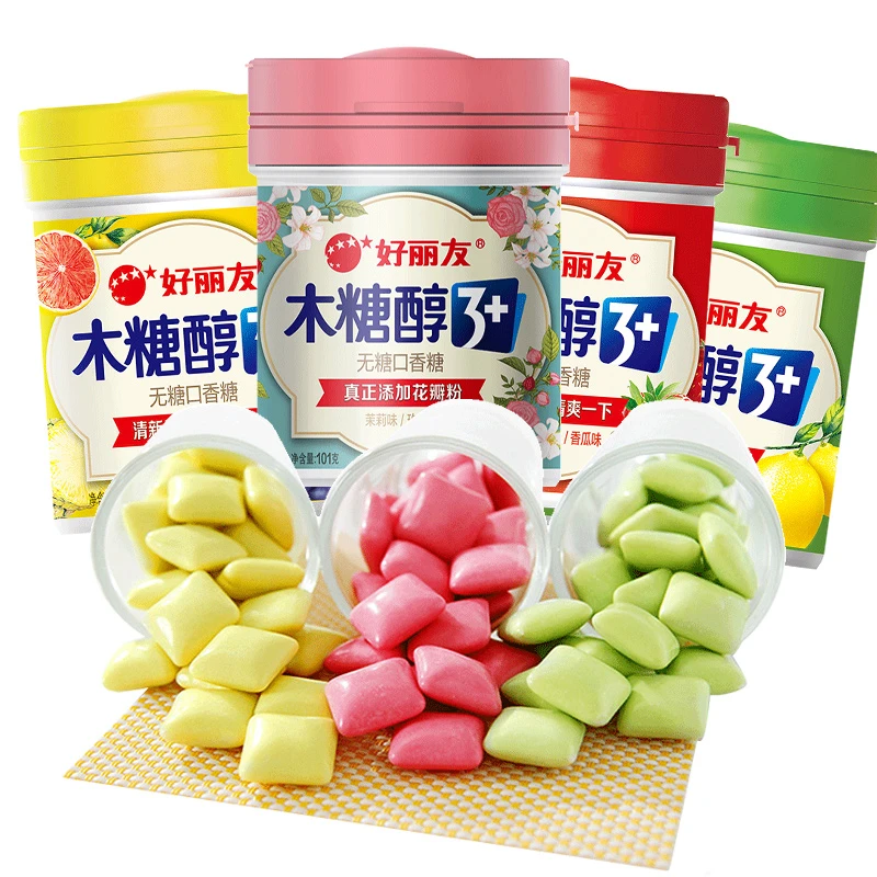 好丽友无糖口香糖木糖醇大瓶薄荷水果味花香味软糖清新口气