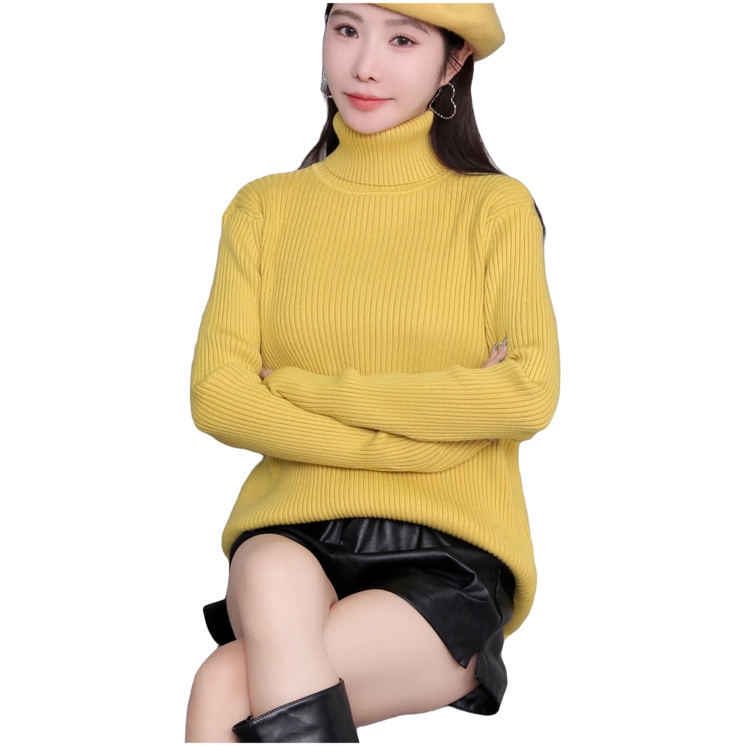 广州十三行2023年高领打底衫紧身针织衫百搭时尚纯色长袖网红高领