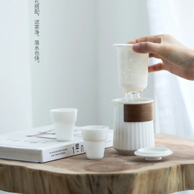 便携户外旅行茶具套装便携包陶瓷简约随身快客杯一壶两杯家用