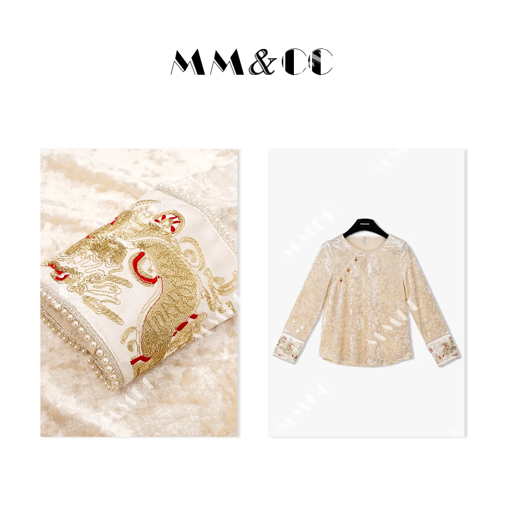 【惊蛰】新中式国风圆领包边拼接袖子上衣女2024春季新款E7088