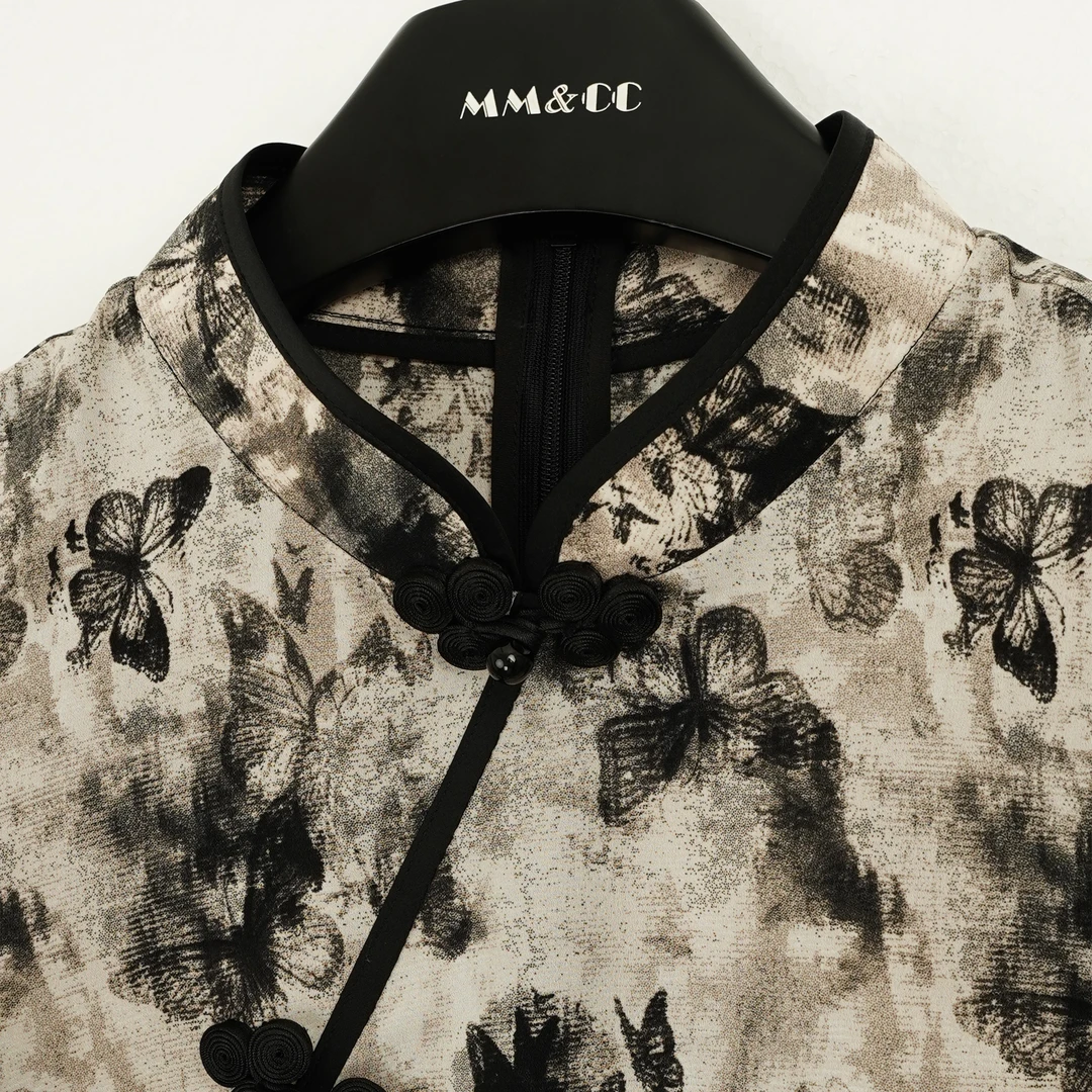 仫赐【琉璃衫】新中式国风水墨斜襟盘扣上衣MCFSY0286