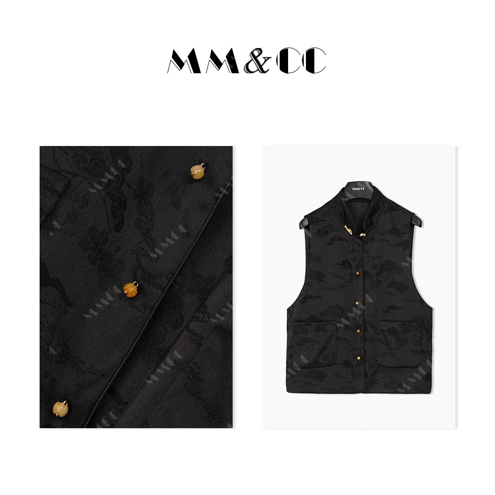 【云轩】新中式复古印花无袖马甲女新款显瘦气质马夹F9006