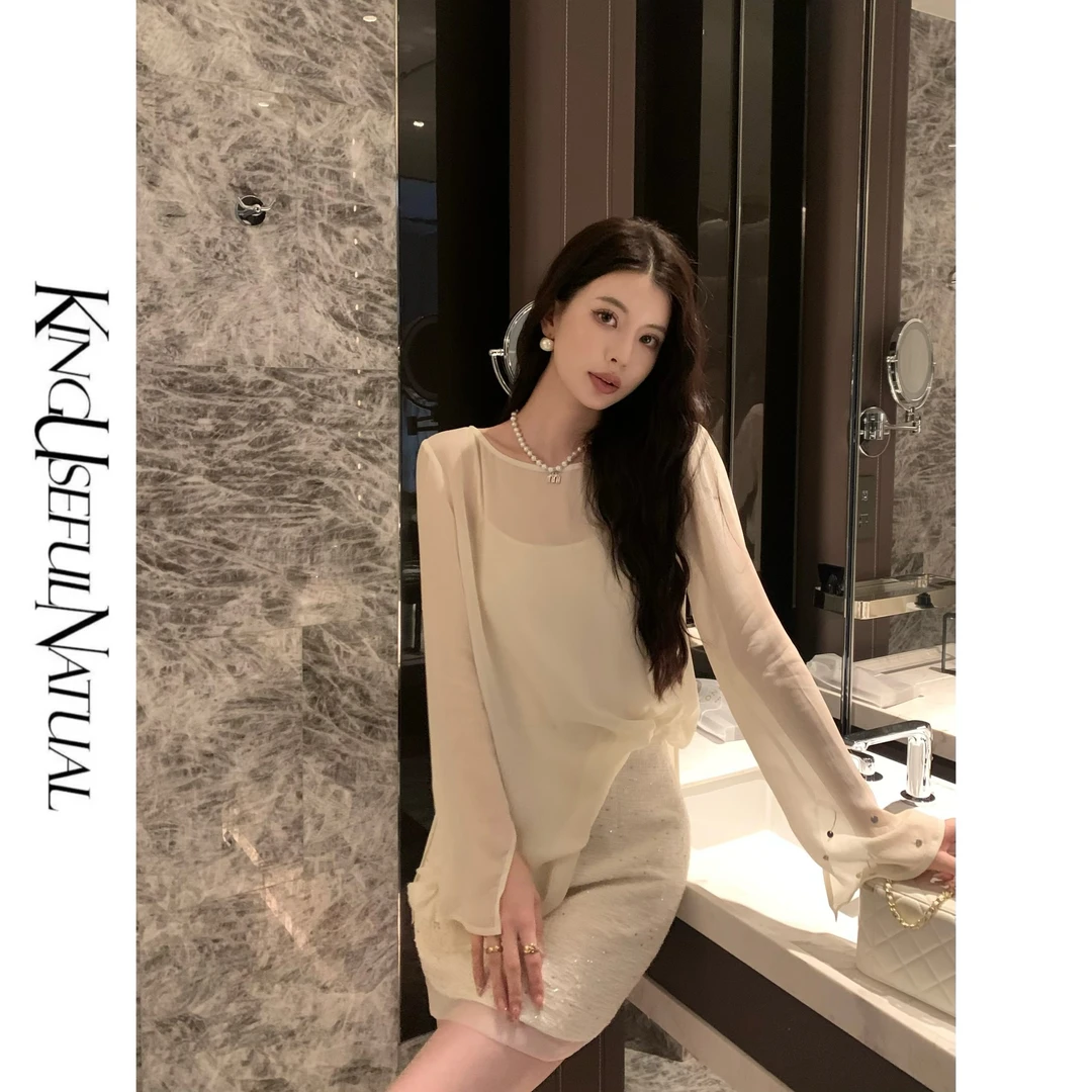 KUN【天女羽衣】满分人丝 植物纤维廓形极简风衬衫针织休闲新款上衣