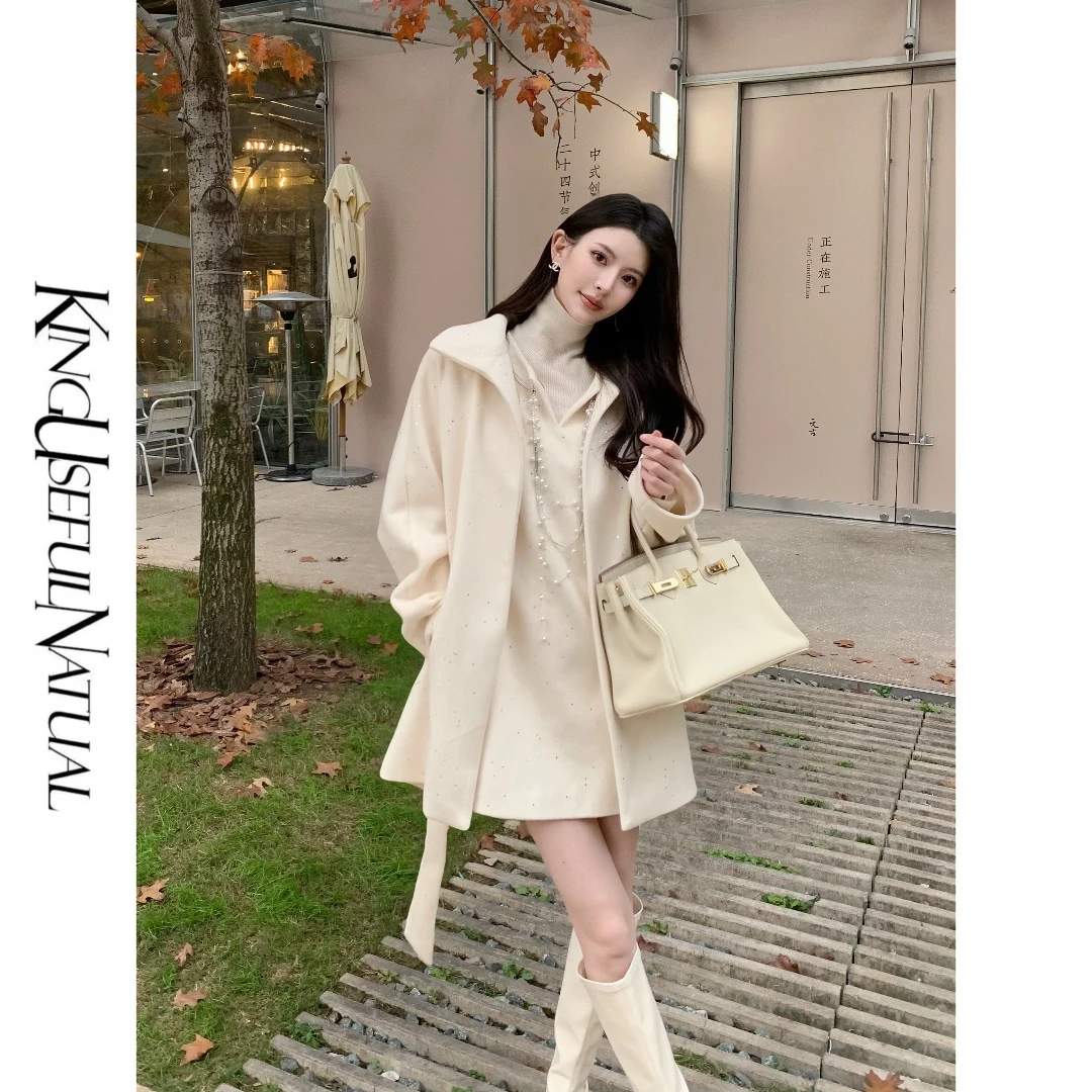 KUN【高奢·白金星河】私藏娇贵 几何烫银V领钻链廓形两件套装