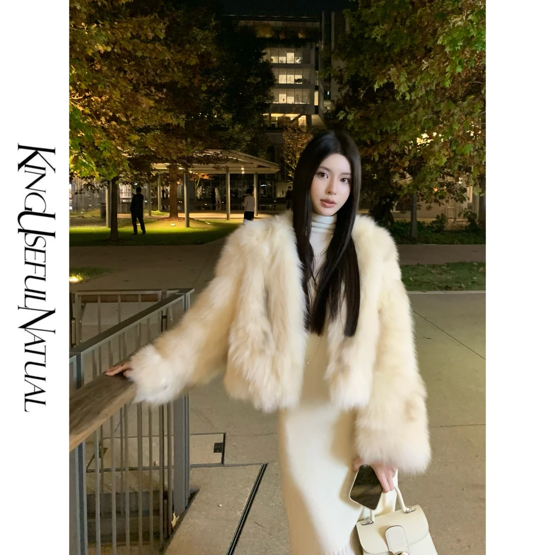 KUN【长岛冰茶】京都千金 定染狐狸毛不规则晕染风短款时髦皮草外套