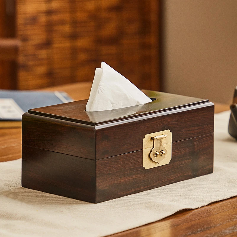 国标红木紫光檀长方形纸巾盒抽纸盒新中式高档客厅茶几收纳轻奢