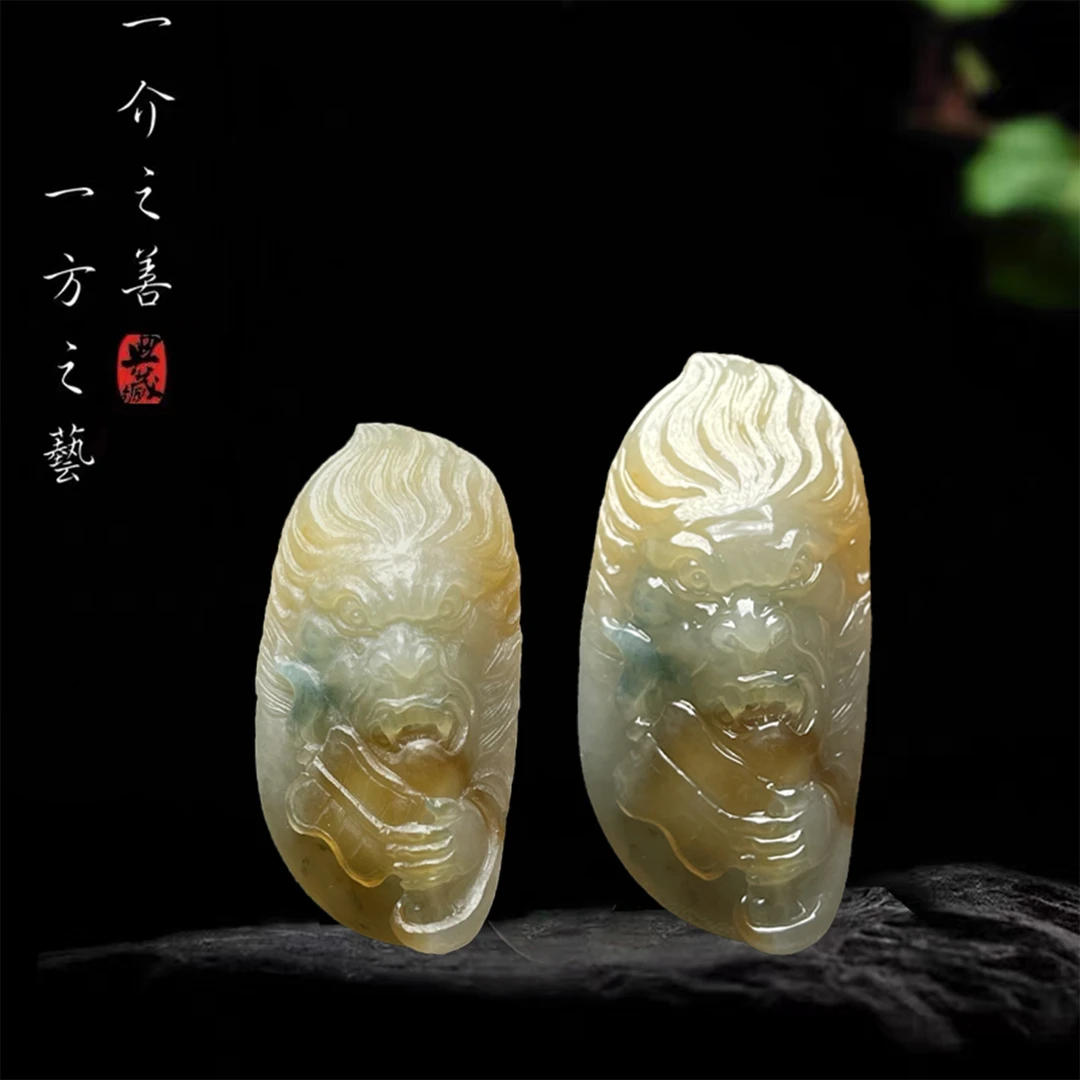 【已结缘】合一堂翡翠工作室定制展示：冰种冰黄飘花《三借芭蕉扇》
