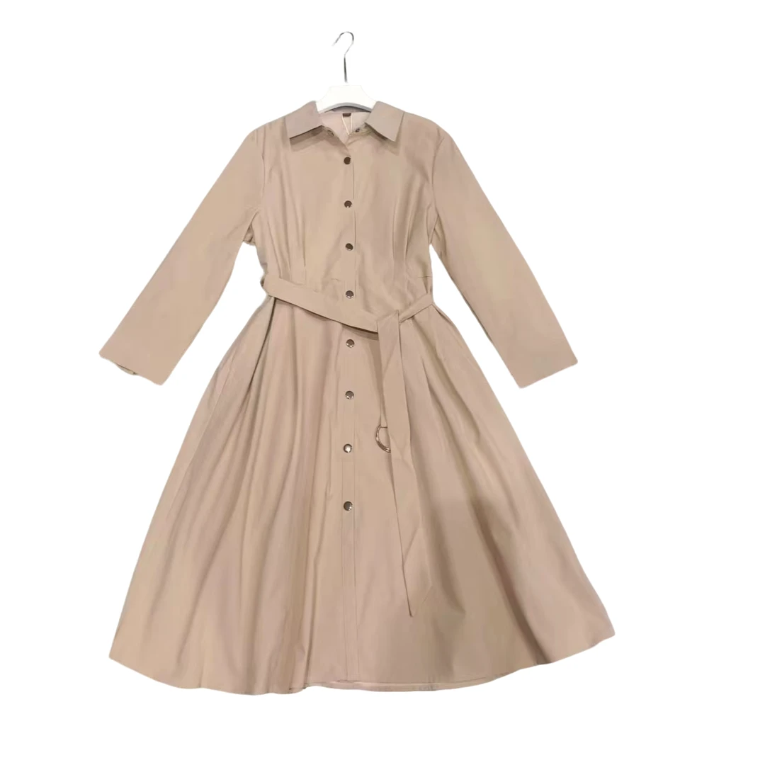 2025春秋新款收腰连衣裙长袖衬衫裙子洋气质女裙子19136-1长103