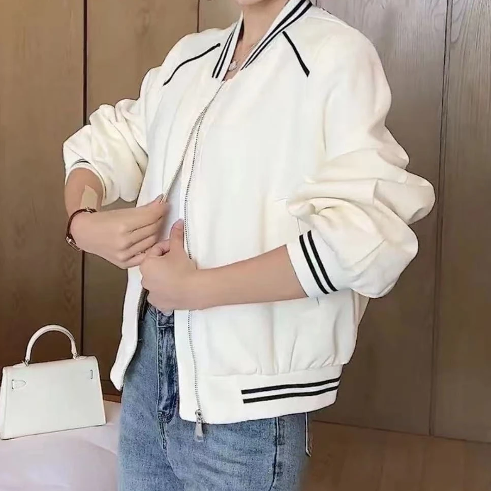 2024春秋新款休闲短外套时尚百搭棒球服洋气夹克长袖开衫941长52