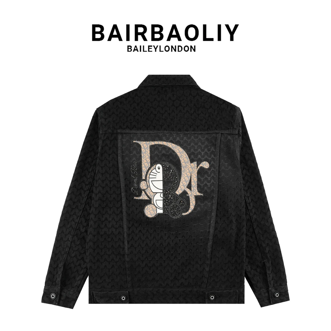 BAIRBAOLIY秋冬时尚轻奢联名款修身版型高奢牛仔夹克外套男士上衣