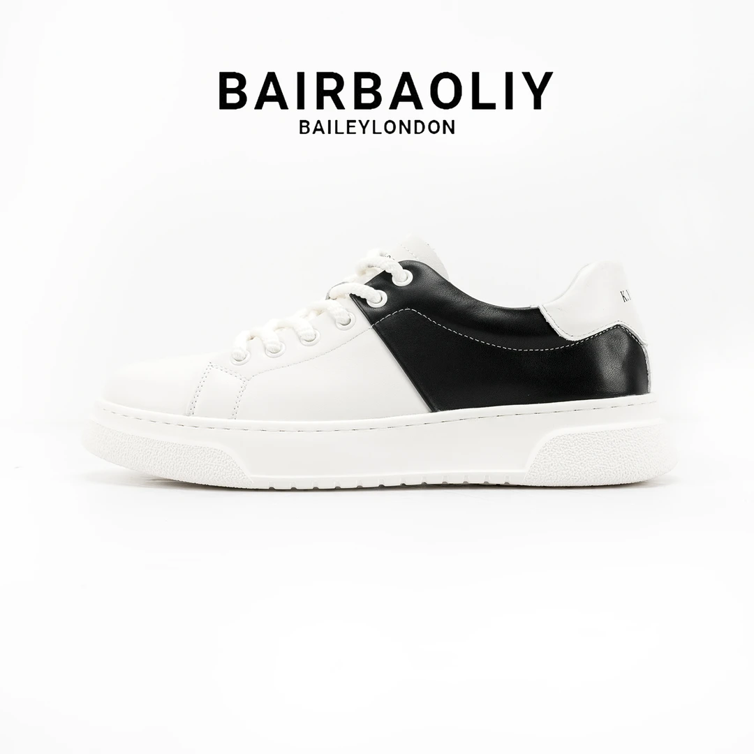 BAIRBAOLIY时尚轻奢低帮潮鞋男士休闲百搭透气鞋子白色拼接设计感