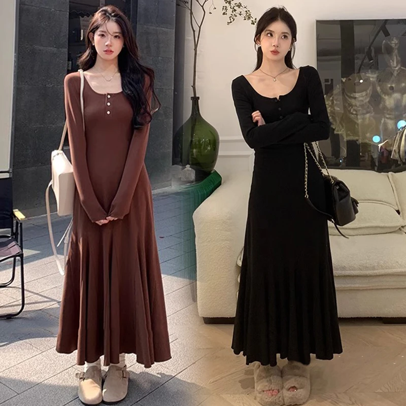 时尚孕妇·秋冬百搭打底内搭A字鱼尾长款显瘦气质孕妇连衣裙