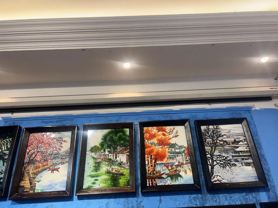 【贝尔】手工绘制陶瓷老榆木榫卯结构37*47 挂画