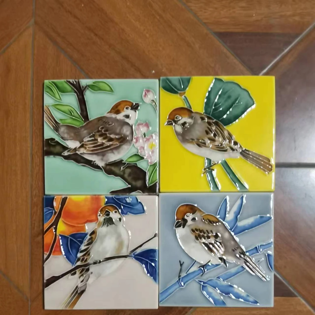 【贝尔】手工文创全人工手绘陶瓷瓷板画10*10单瓷片