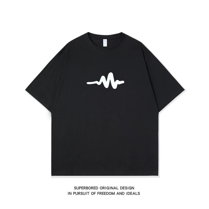 香港潮牌心动图案印花短袖男个性日系百搭夏季新品纯棉情侣款T恤