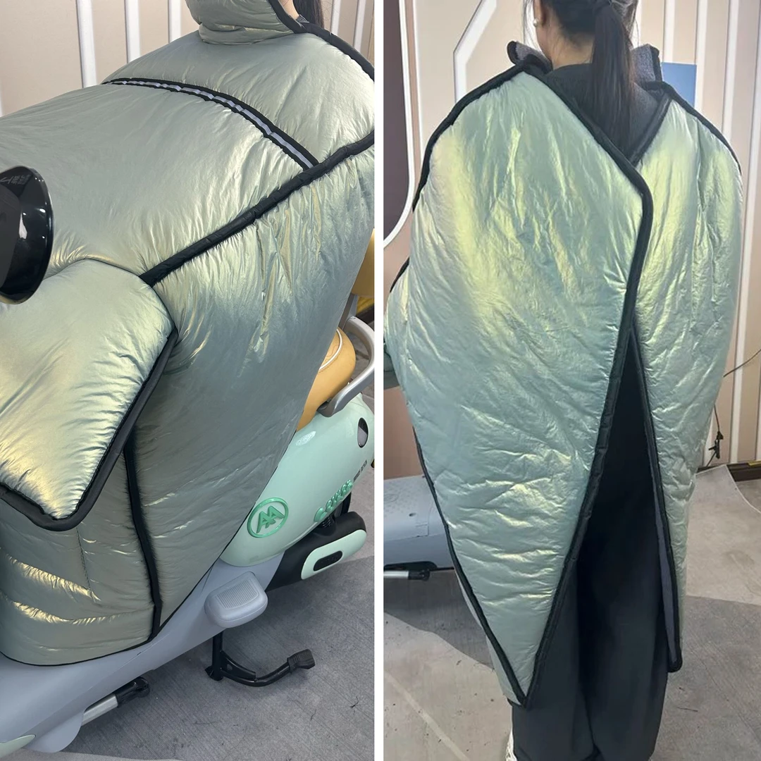 电动车挡风被冬季加绒加厚宽大护背可拆卸防水保暖电瓶车男女通用
