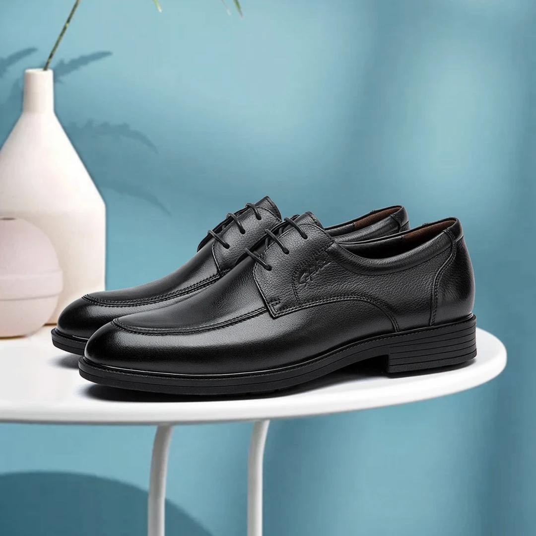 沙驰 牛皮商务正装男士皮鞋德比鞋舒适爸爸鞋男鞋